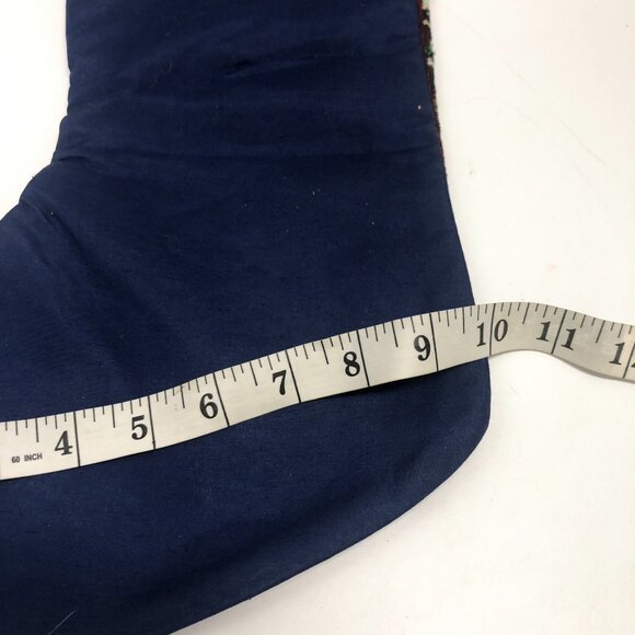 Vintage Needlepoint  SANTA Christmas Stocking Wool Tapestry Red Velvet 16" - Picture 6 of 6